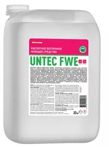 "Untec FWE UniversКислотное моющее средство «Untec FWE» представляет собой однородную прозрачную бесцветную жидкость с неограниченной растворимостью в воде. При растворении препарата образуются прозрачные растворы, обладающие отсутствием пенообразования "Untec FWE UniversКислотное моющее средство «Untec FWE» представляет собой однородную прозрачную бесцветную жидкость с неограниченной растворимостью в воде. При растворении препарата образуются прозрачные растворы, обладающие отсутствием пенообразования