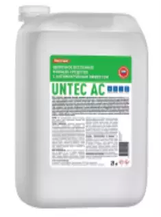 Untec AC Universum Щелочное беспенное моющее средство с антимикробным эффектом Щелочной беспенный хлорсодержащий препарат, хорошо смешивающуюся с водой в любых соотношениях. В состав средства входят щелочные электролиты, гипохлорит натрия, поверхностно-активное вещество и функциональные компоненты.